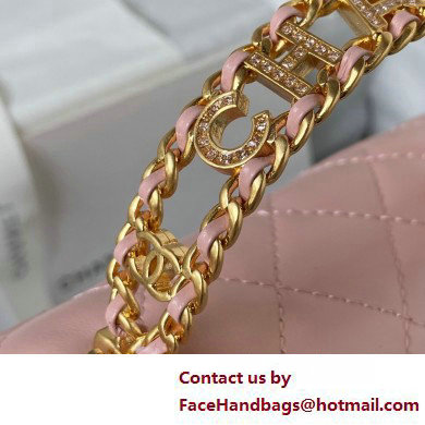 Chanel Lambskin, Strass  &  Gold-Tone Metal Small Flap Bag with Top Handle AS4362 Pink 2025